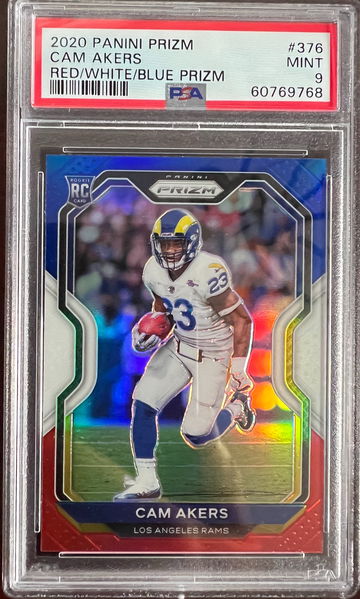 2020 Panini Prizm Cam Akers Red/White/Blue Prizm PSA 9