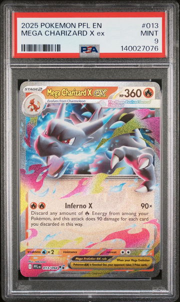 2025 Pokemon Mega Evolution Phantasmal Flames Mega Charizard X Ex #13 PSA 9