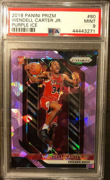 2018/19 Panini Prizm Wendell Carter Jr RC Purple Ice Prizm /149 PSA 9