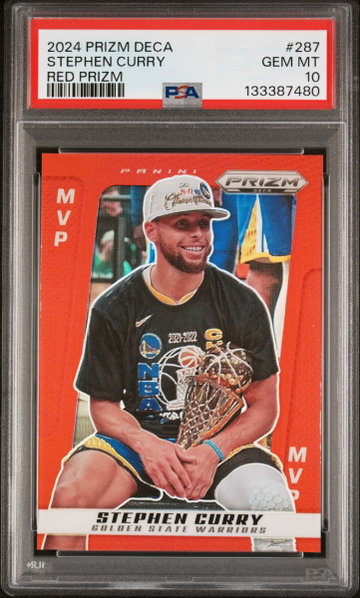 2024 Panini Prizm Deca MVP Red Prizm Stephen Curry #287 /199 PSA 10