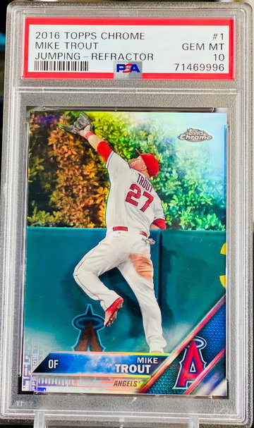 2016 Mike Trout Jumping Refractor PSA 10 Topps Chrome