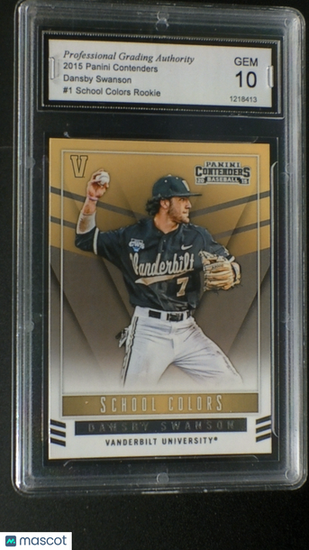 2015 Panini Contenders School Colors Dansby Swanson #1 Rookie RC Base Set Insert PGA 10