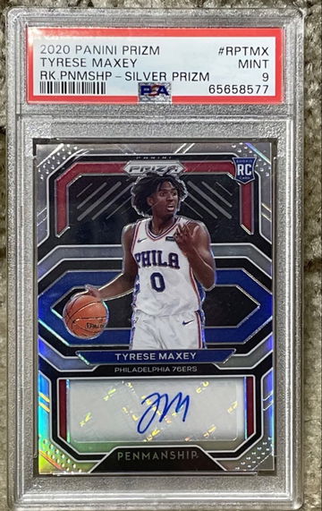 TYRESE MAXEY 2020 PRIZM SILVER RC AUTO PSA 9 Rookie