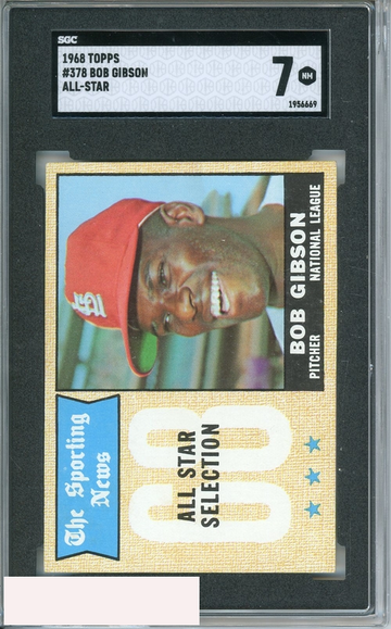 1968 TOPPS BOB GIBSON #378 SGC 7