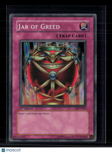 2002 Yu-Gi-Oh! Labyrinth of Nightmare Jar of Greed Super Rare Trap Card 1st Edition