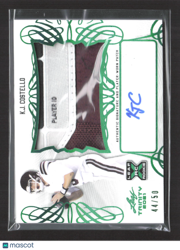 2021 Leaf Trinity K.J. Costello #PA-KJC Authentic Signature and Player-Worn Patch 44/50 RC Auto