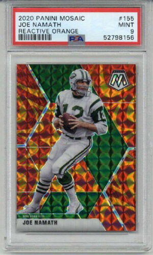 2020 PANINI MOSAIC REACTIVE ORANGE #155 JOE NAMATH CARD NY JETS PSA 9 LOW POP