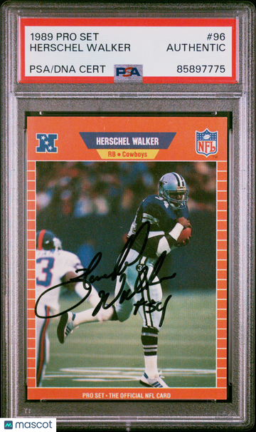 1989 Pro Set Herschel Walker On Card Auto Dallas Cowboys PSA Authentic #96 PSA A