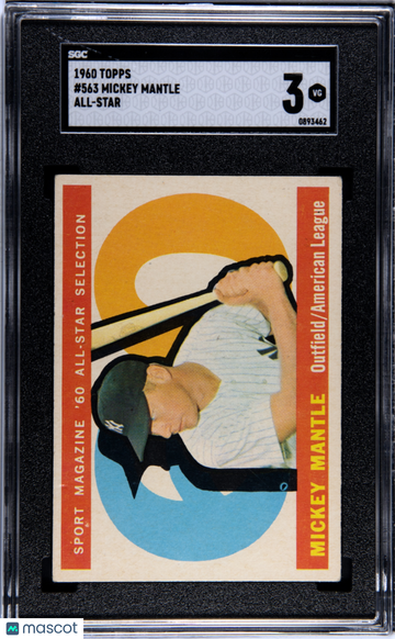 1960 Topps Mickey Mantle #563 All Star SGC 3