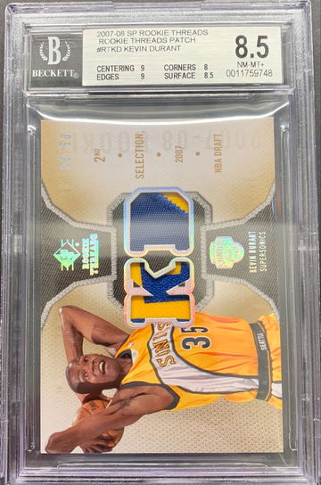 2007-2008 SP Rookie Threads 38/50 Kevin Durant Rookie #RTKD BGS 8.5 NM-MT+