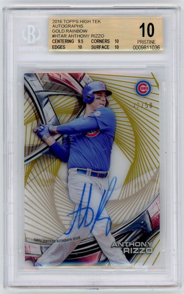 2016 Topps High Tek ANTHONY RIZZO #HTAR - Gold Rainbow /50 - Auto - BGS 10
