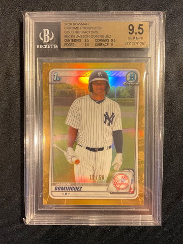 2020 Bowman Chrome Gold Refractor Jasson Dominguez RC /50 BGS 9.5 GEM MINT