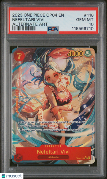 Kingdoms Of Intrigue Nefeltari Vivi (Alternate Art) Foil Secret Rare PSA 10 #OP04-118