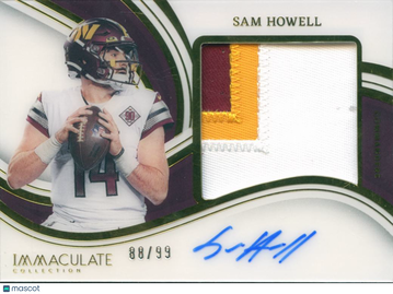 Sam Howell 2023 Panini Immaculate Collection Memorabilia Premium Patch Autographs Auto /99 Washington Commanders
