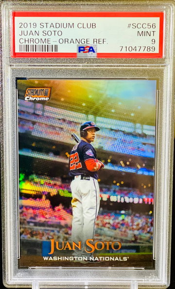 2019 Juan Soto Orange Refractor PSA 9 1st Year SCC Card 