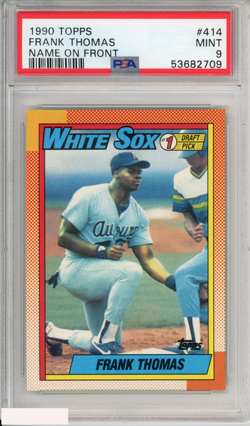 1990 TOPPS FRANK THOMAS #414 NAME ON FRONT ROOKIE HOF WHITE SOX RC PSA 9 MINT