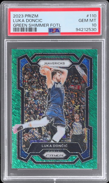 2023 Panini Prizm Luka Doncic Green Shimmer Fotl PSA 10