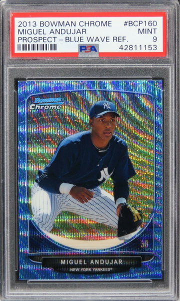 2013 Bowman Chrome Miguel Andujar BLUE WAVE REFRACTOR ROOKIE #BCP160 PSA 9 MINT