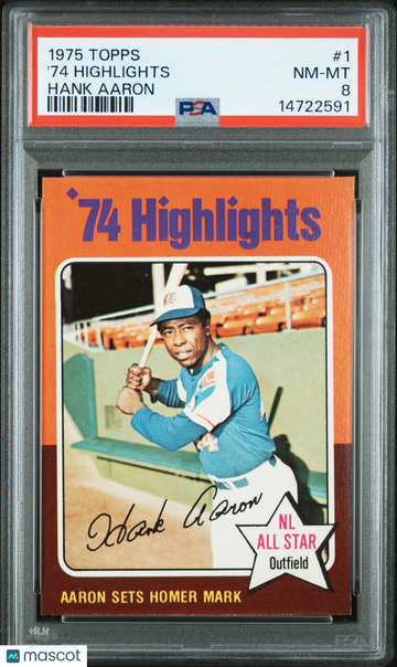 1975 Topps '74 Highlights #1 Hank Aaron PSA 8