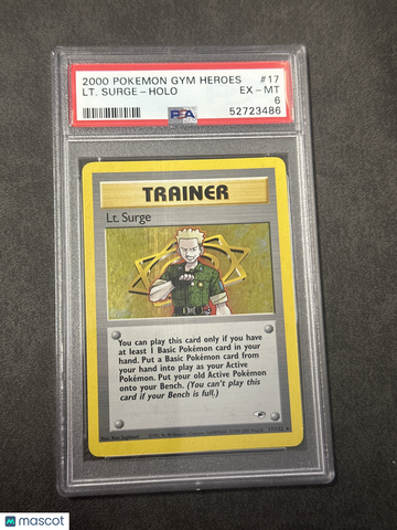 2000 Pokemon Gym Heroes LT. Surge Holo PSA 6 #17