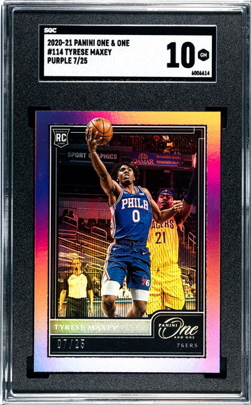 2020-21 Panini One And One Purple #114 Tyrese Maxey 76ers RC Rookie #/25 SGC 10 SSP Gem Mint