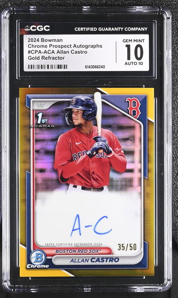 2024 Bowman #CPA-ACA Allan Castro Prospect Autographs /50 Auto CGC 10