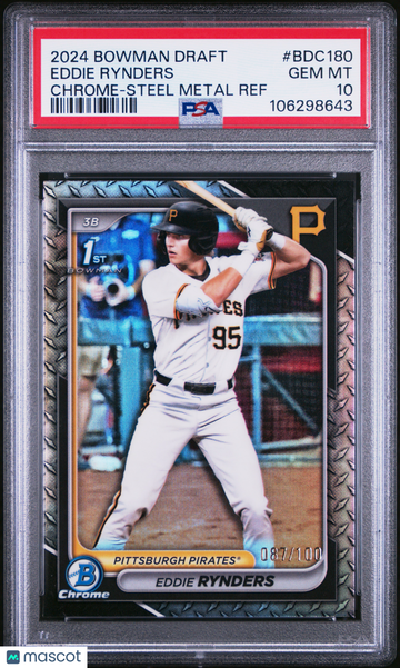 2024 Bowman Draft Eddie Rynders #BDC180 Chrome Steel Metal Ref /100 PSA 10