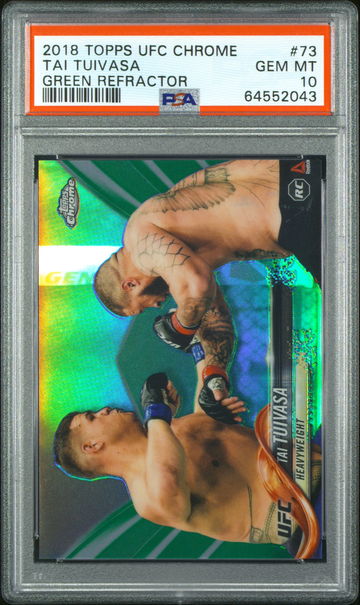 2018 UFC Topps Chrome Tai Tuivasa ROOKIE Green Refractor 67/99 PSA 10 Pop 3