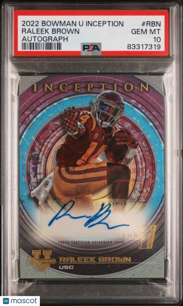 2022 Bowman University Inception Autographs Raleek Brown #RBN PSA 10