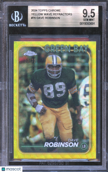2024 Topps Chrome Yellow Wave Refractors Dave Robinson #76 BGS 9.5