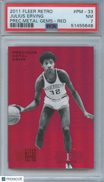 2013-14 Fleer Retro Julius Erving #235 Fleer Metal Precious Metal Gems Red Parallel/Variety Base Set PSA 7