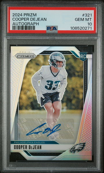 2024 Panini Prizm Rookie Autograph Silver Prizm Cooper Dejean #321 PSA 10