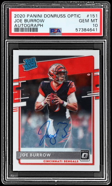 2020 Donruss Optic Joe Burrow Rated Rookie Autograph PSA 10 RC