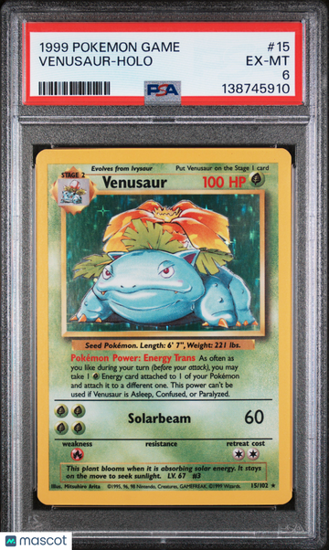 Base Set Venusaur Holo Rare PSA 6 #15