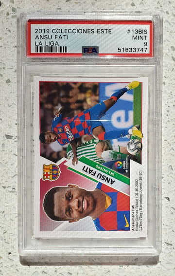 2019 Colecciones Este La Liga Ansu Fati Rookie Sticker PSA 9