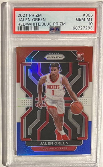 2021 Prizm Jalen Green Rookie Red/White/Blue Prizm PSA 10 Rockets