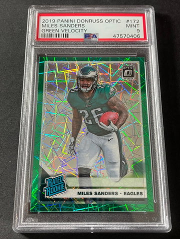 Miles Sanders 2019 Optic Green Velocity PSA 9 