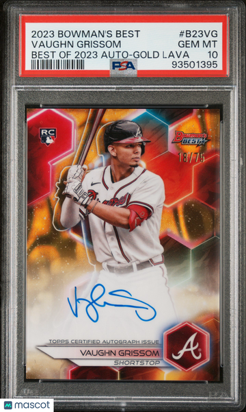 2023 Bowman's Best Best Of 2023 Autographs Vaughn Grissom #B23VG Gold Lava /75 PSA 10
