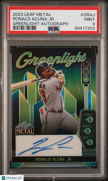 2023 Leaf Metal Greenlight Autographs Ronald Acuna JR. #GRAJ PSA 9
