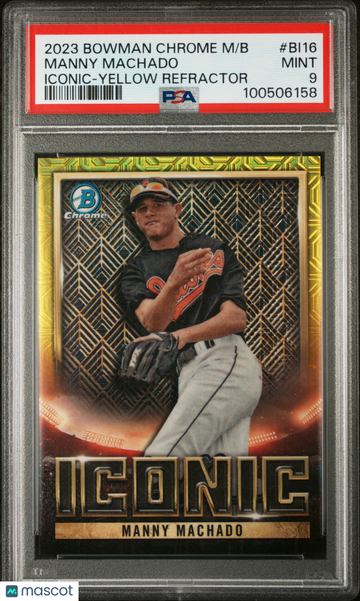 2023 Bowman Chrome Mega Box Bowman Iconic Manny Machado #BI16 Yellow Refractor PSA 9