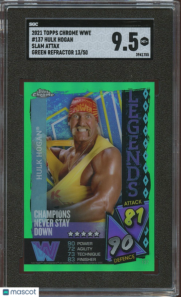 2021 Topps Chrome Wwe Slam Attax Hulk Hogan #137 Green Refractor 50 SGC 9.5 Topps