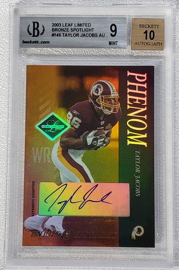 2003 Leaf Limited Bronze Spotlight Phenom Taylor Jacobs Rookie RC Autograph #'d /25 BGS 9 Pop 1