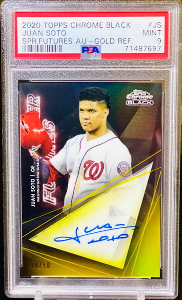 Juan Soto Gold Refractor Auto PSA 9 Topps Chrome Black /50 