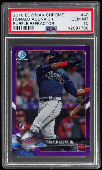 2018 Bowman Chrome Ronald Acuna Jr. Purple Refractor PSA 10 RC