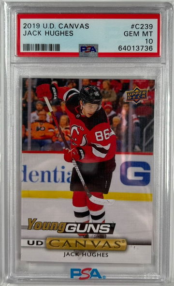 2019 Upper Deck Jack Hughes Young Guns Canvas Rookie PSA 10 Gem Mint