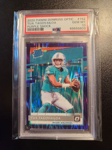 2020 TUA TAGOVAILOA Optic purple shock Prizm Rated rookie. #152.  PSA 10.