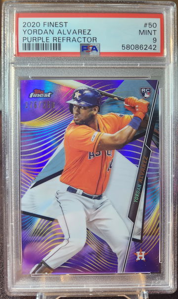 2020 Topps Finest Yordan Alvarez Purple Refractor Rookie RC /250 Mint PSA 9