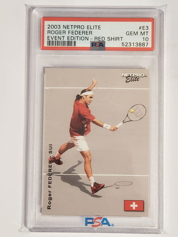 2003 Netpro Elite Red Shirt #E3 - ROGER FEDERER - PSA 10 - Rookie Card