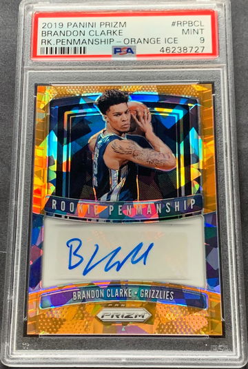 2019 Prizm Brandon Clarke Rookie Penmanship Auto Orange Ice PSA 9