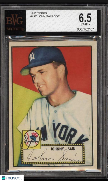 1952 Topps Johnny Sain #49 [Base] Base Set BVG 6.5
